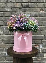 Цветочная композиция из Гипсофила и Розы в шляпной коробке в Уркарахе