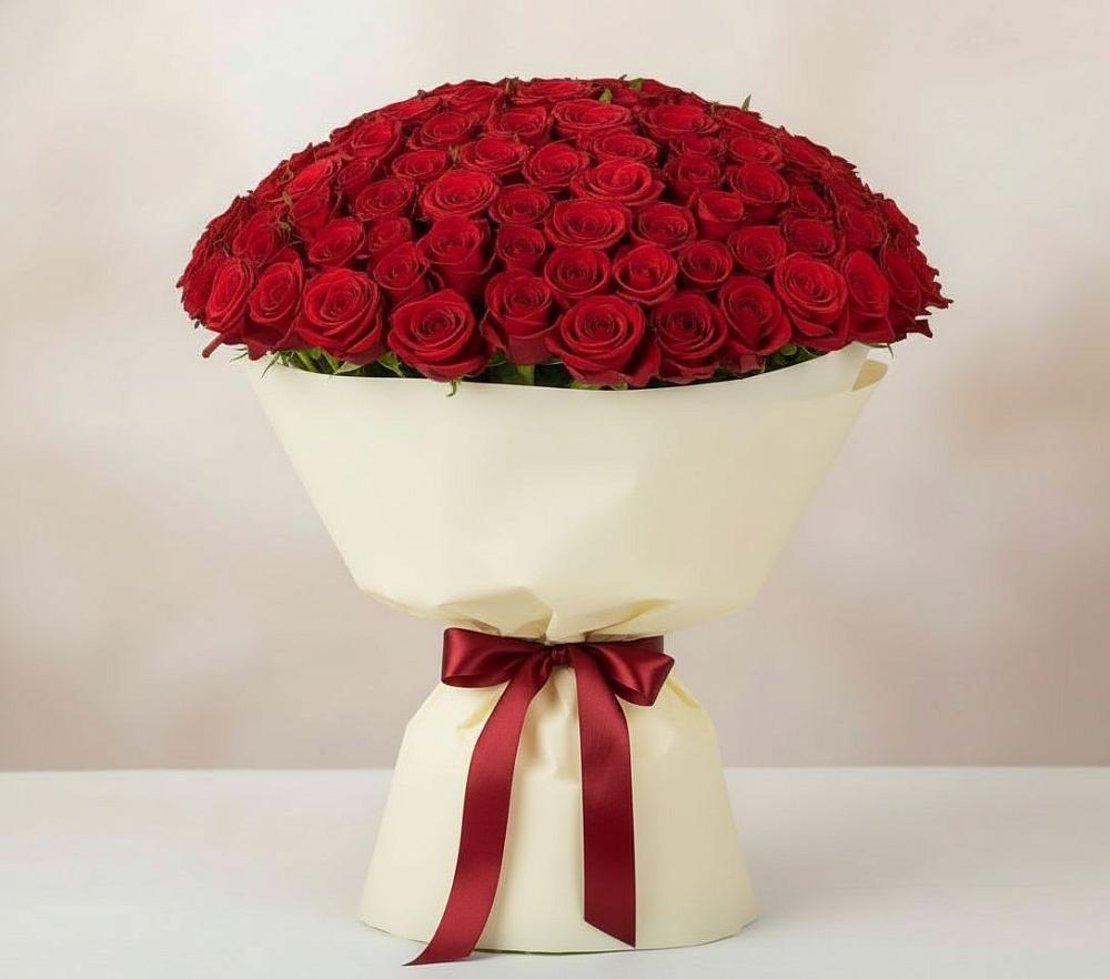 Букет 101 Красная роза Милано в Уркарахе