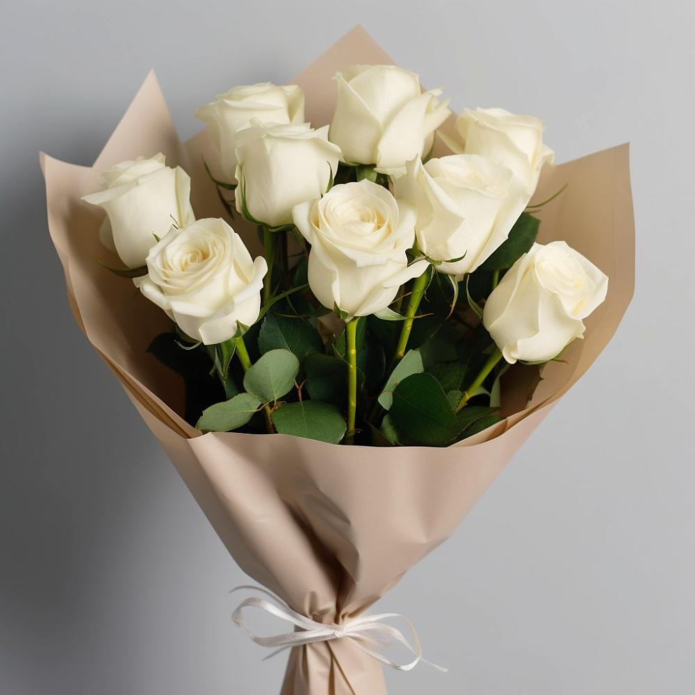 Букет 9 Белых роз Эдлесс Лав в Уркарахе