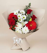 Букет цветов из:  Розы, Хризантемы, Герберы и Лилии в Уркарахе