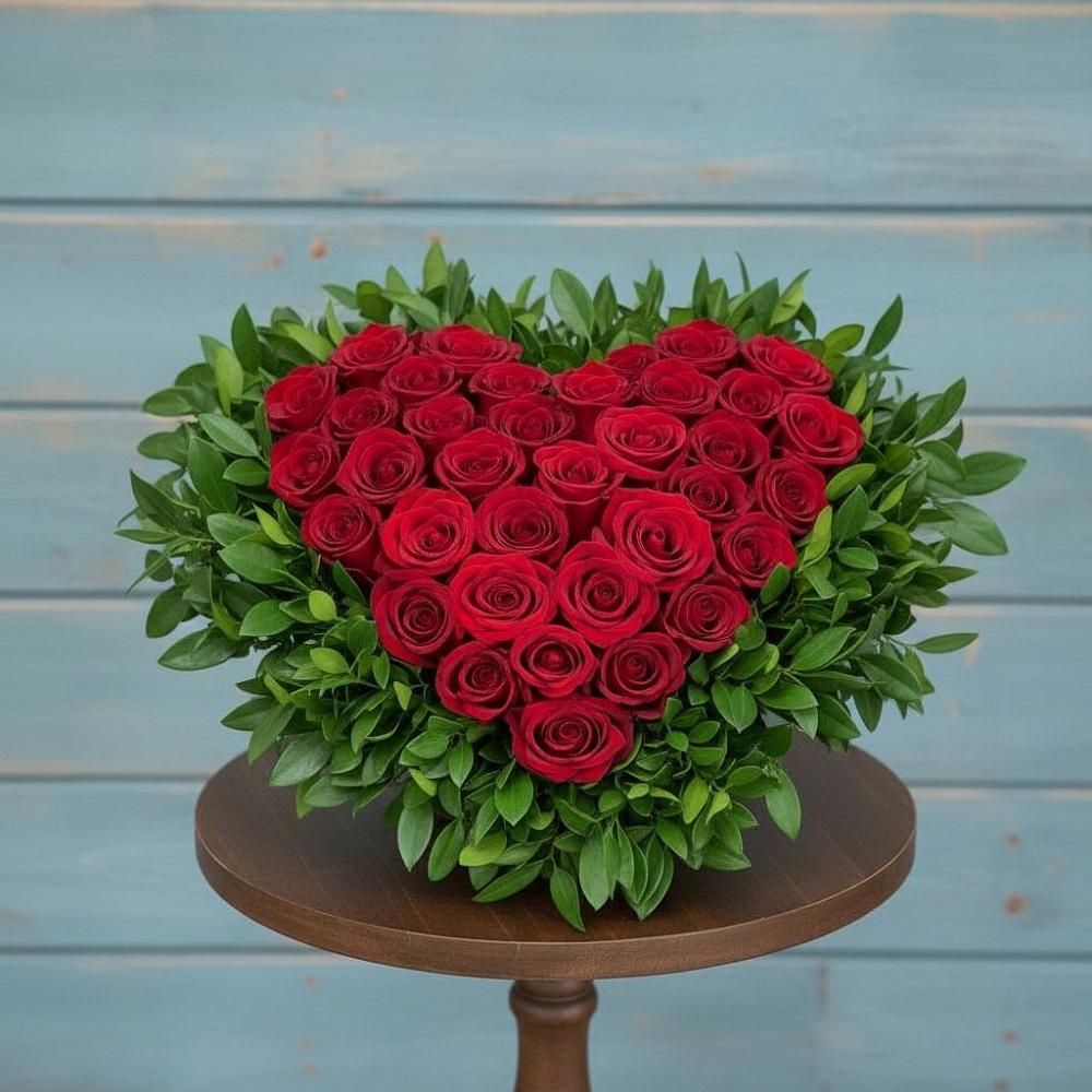 Цветочная композиция из Розы в виде сердца в Уркарахе