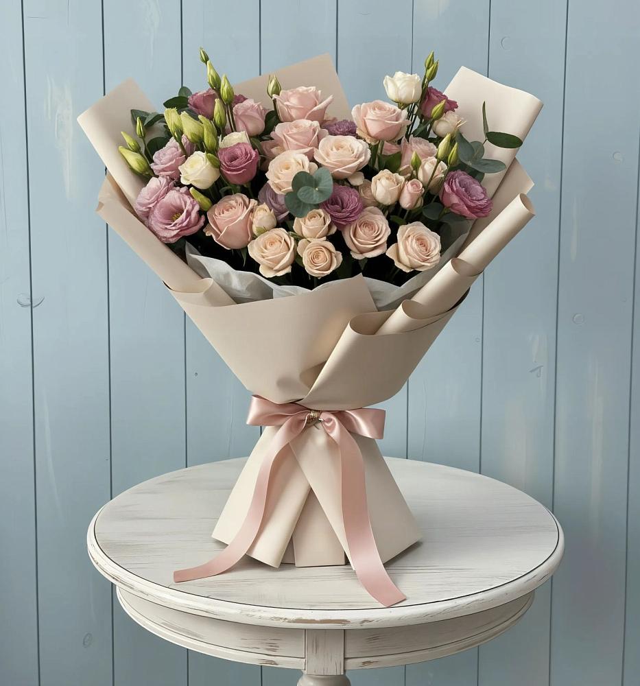 Букет цветов из: Розы и Лизиантусы в Уркарахе