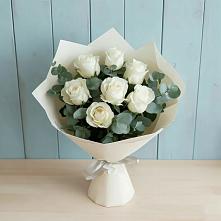 Букет Белые розы в Эвкалипте в Уркарахе