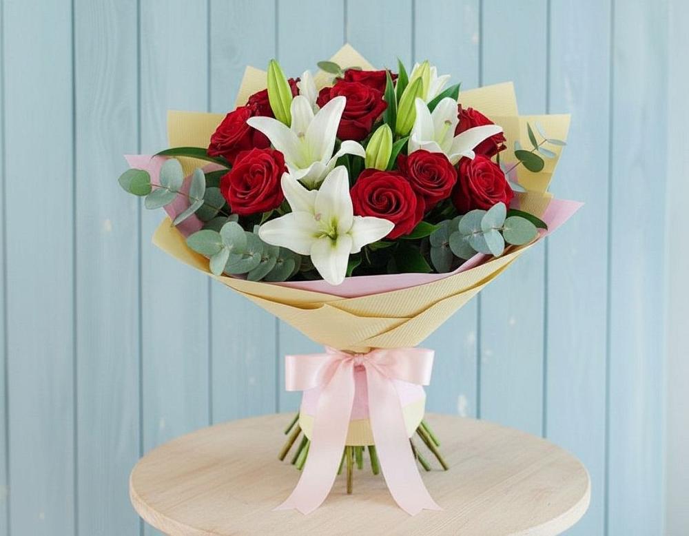 Букет цветов из: Лилии и Розы в Уркарахе